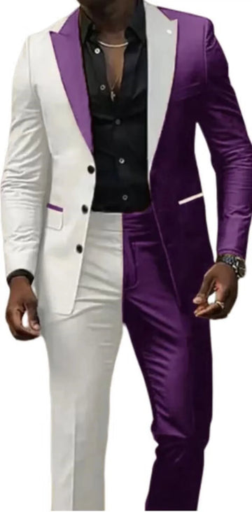 Riolio prom outfits for guys Two Color Panels for A  Men's Suits,Tailor-made Suits,2 Pieces Blazer and Pants Set,Single Breasted,for Summer Beach,Groomsmen